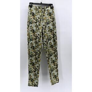 SILVIA TCHERASSI Women's Green Camo Print Silk-Blend Pants SZ S